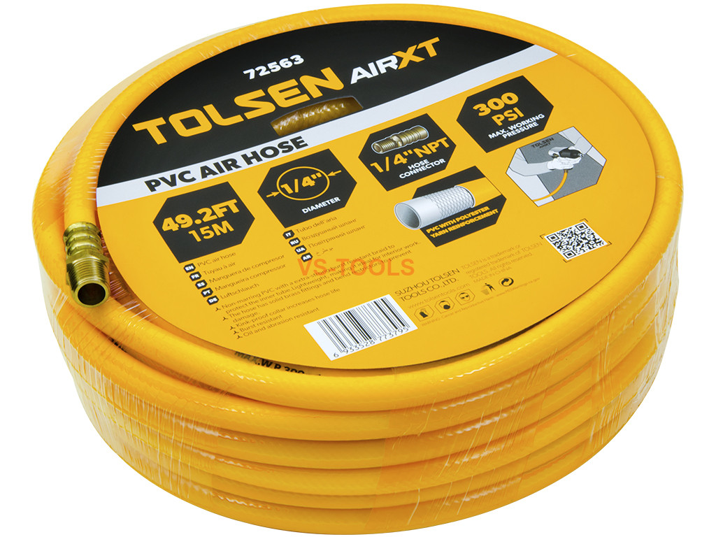 Lightweight 1/4 inch 50Ft PVC Air Compressor Hose Male NPT